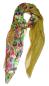 Preview: Scarf 100% Silk Chiffon Festive Colorful Flower Green Olive